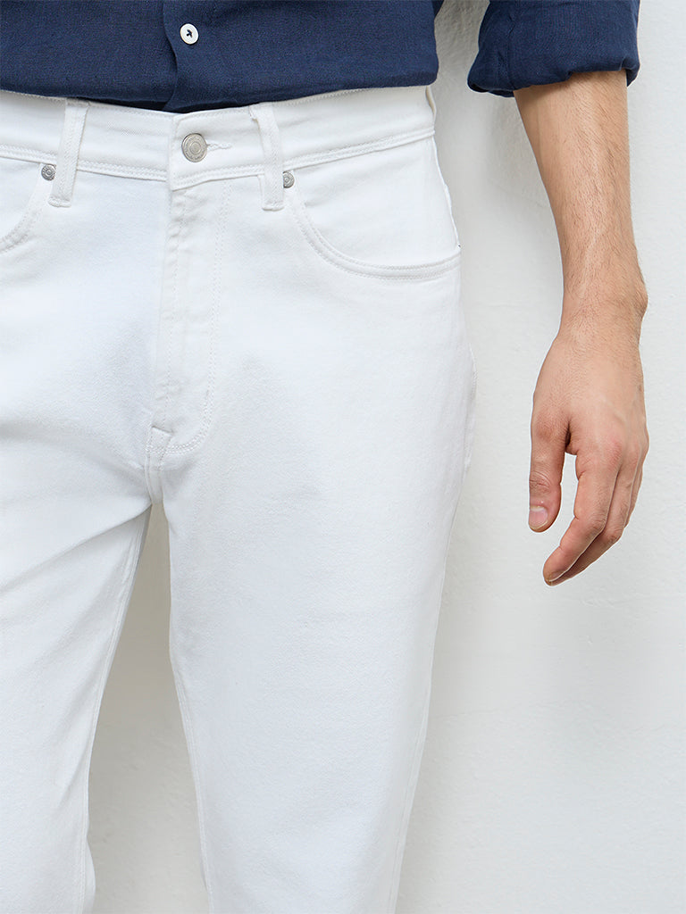 Ascot White Relaxed-Fit Mid-Rise Jeans