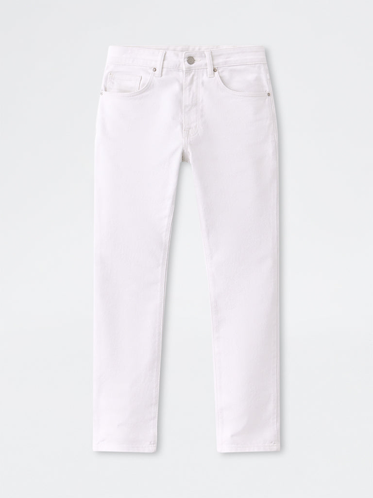 Ascot White Relaxed-Fit Mid-Rise Jeans