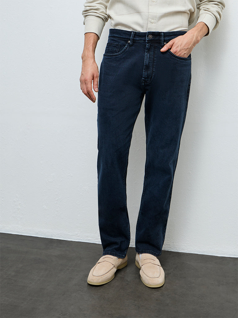 Ascot Blue Relaxed-Fit Mid-Rise Jeans