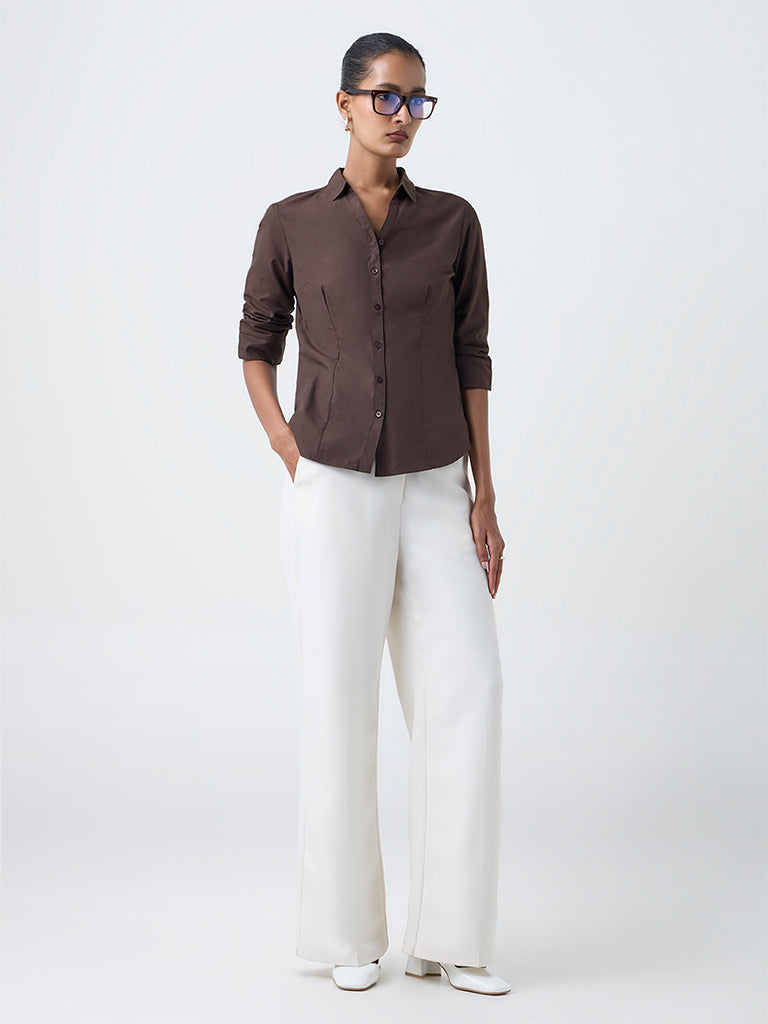 Wardrobe Dark Brown Solid Shirt