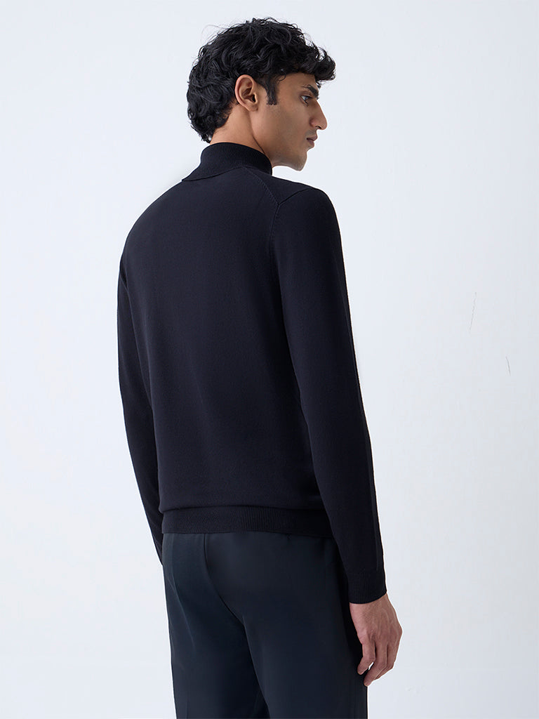 WES Formals Black Slim-Fit Turtleneck Sweater