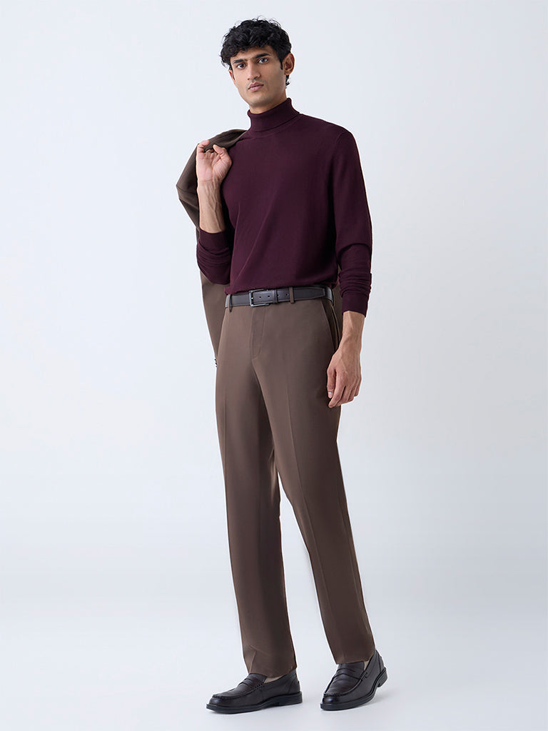 WES Formals Wine Slim-Fit Turtleneck Sweater