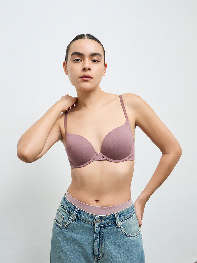 Superstar Dusty Pink Under-wired Cotton Push-Up Bra