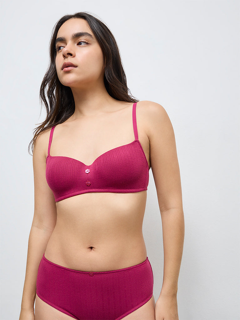 Superstar Plum Textured Padded Bra