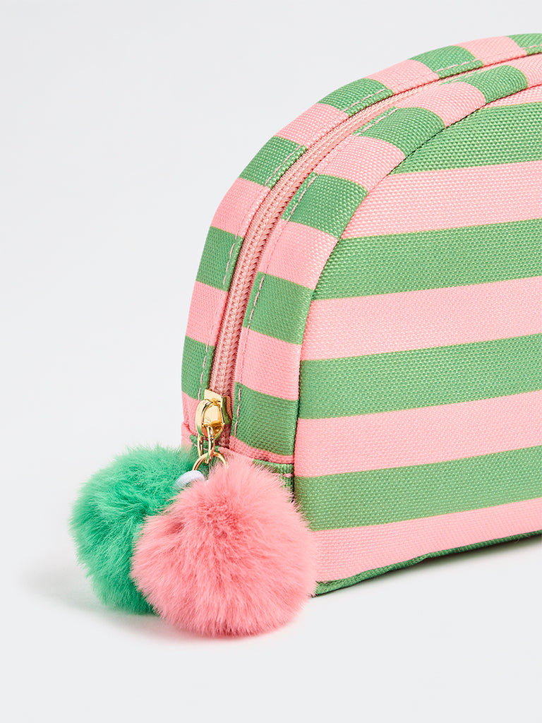 Studiowest Green Striped Pom-Pom Detailed Pouch