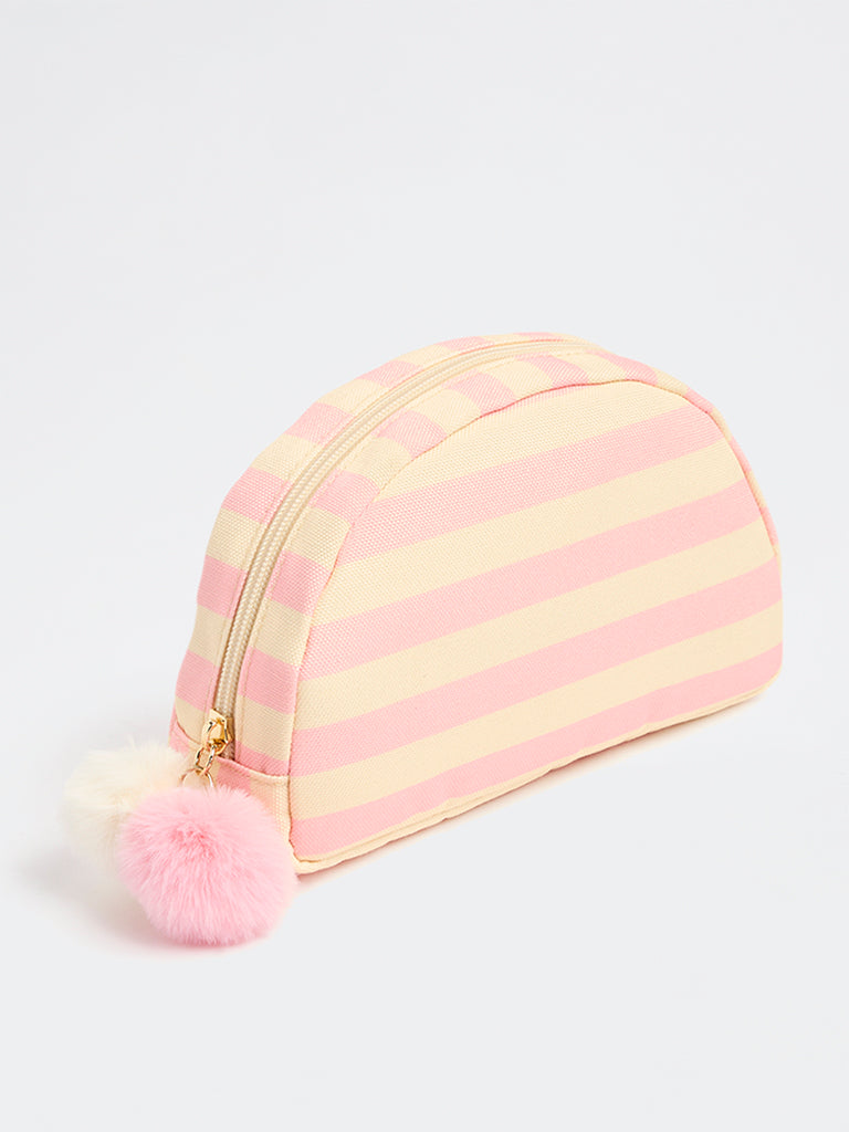 Studiowest Yellow Striped Pom-Pom Detailed Pouch