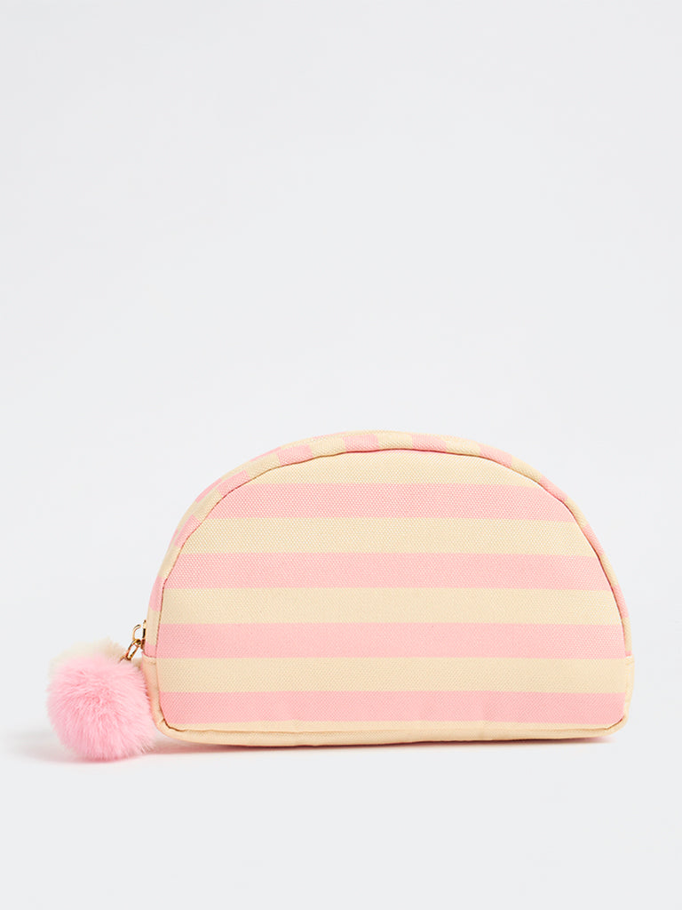 Studiowest Yellow Striped Pom-Pom Detailed Pouch