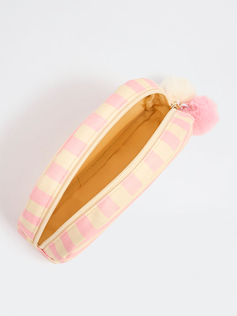 Studiowest Yellow Striped Pom-Pom Detailed Pouch