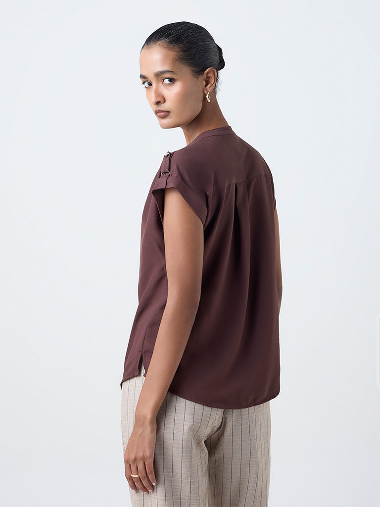 Wardrobe Dark Brown Solid Blouse