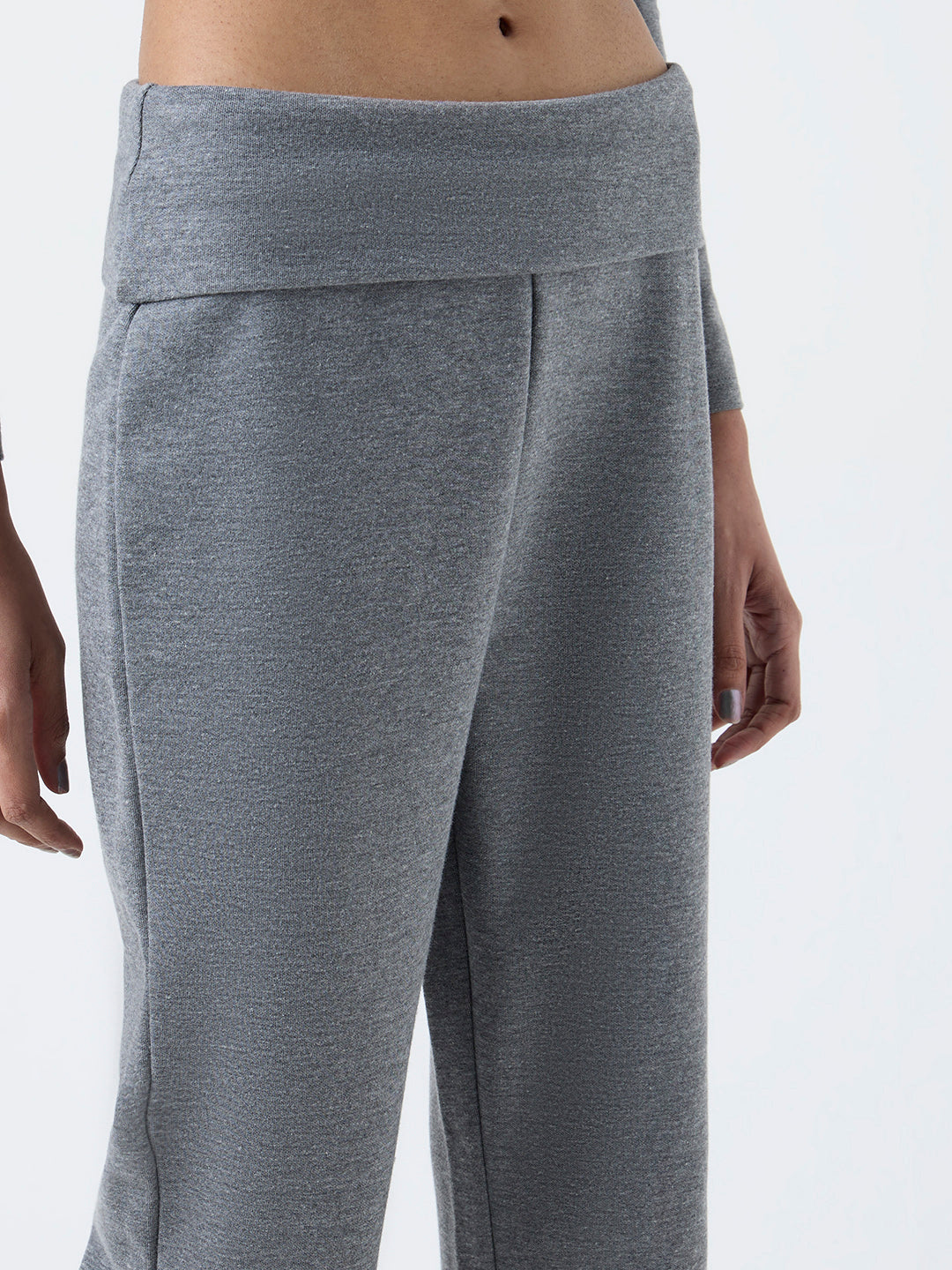 Studiofit Grey High-Rise Cotton-Blend Bootcut Pants