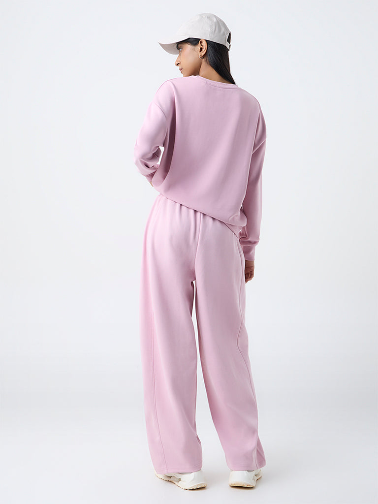 Studiofit Pink Solid High-Rise Track Pants