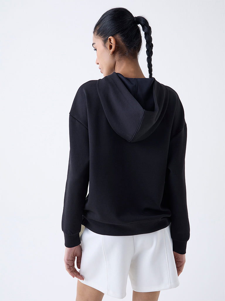Studiofit Black Lace Detailed Hoodie