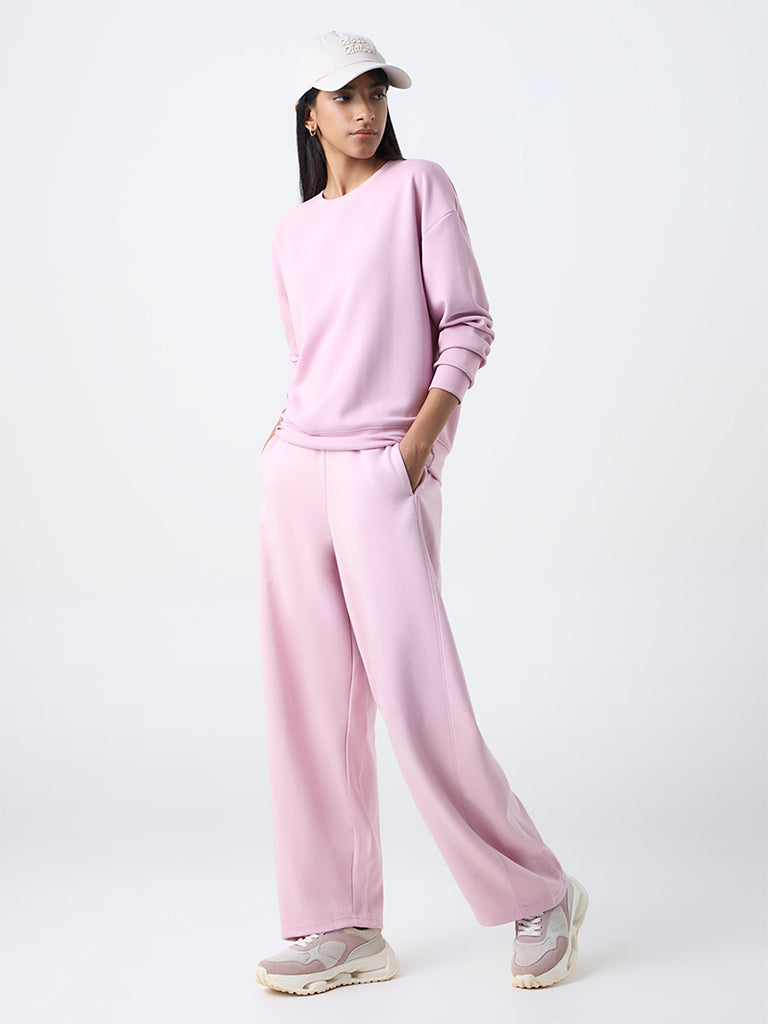 Studiofit Pink Solid Sweatshirt