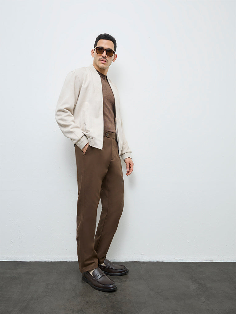 Ascot Beige Relaxed-Fit Suede Jacket