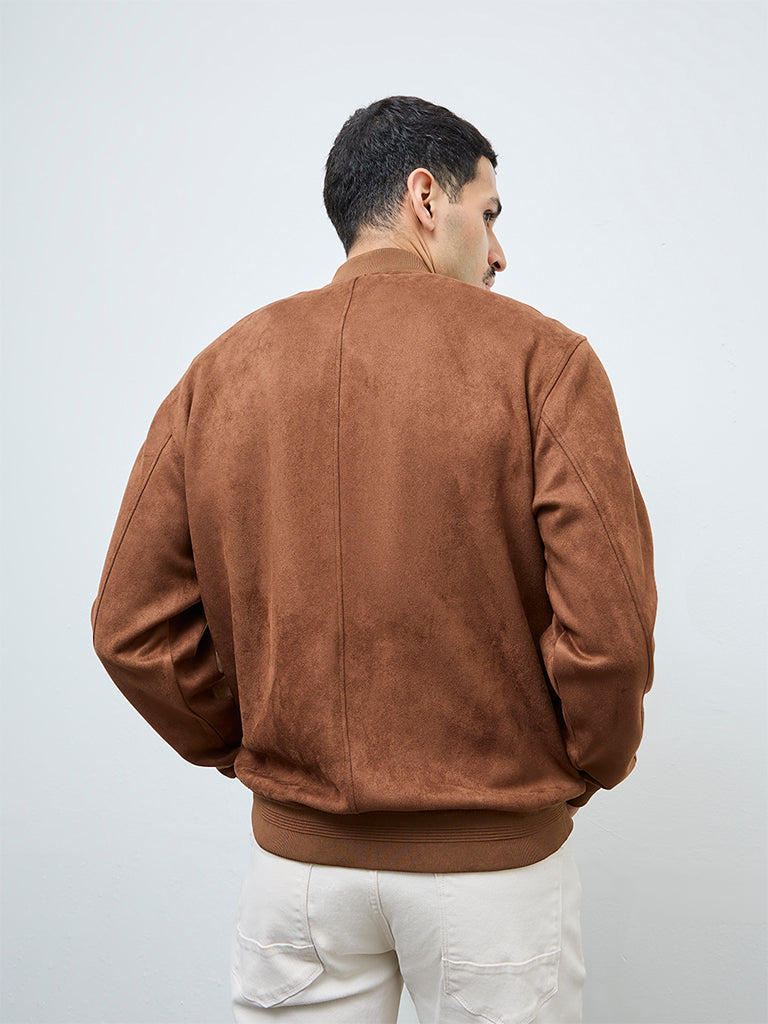 Buy Ascot Brown Relaxed-Fit Suede Jacket from Westside
