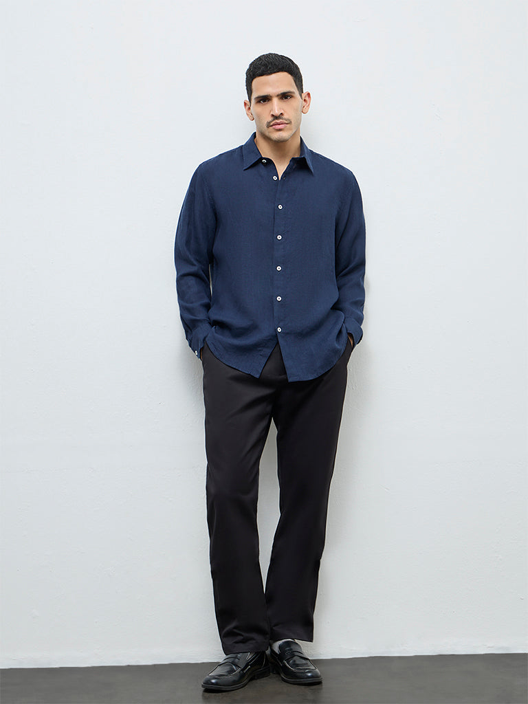 Ascot Black Relaxed-Fit Mid-Rise Cotton Trousers