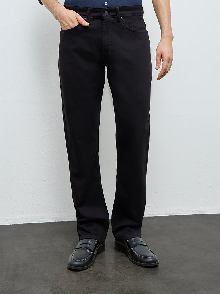Ascot Black Relaxed-Fit Mid-Rise Jeans