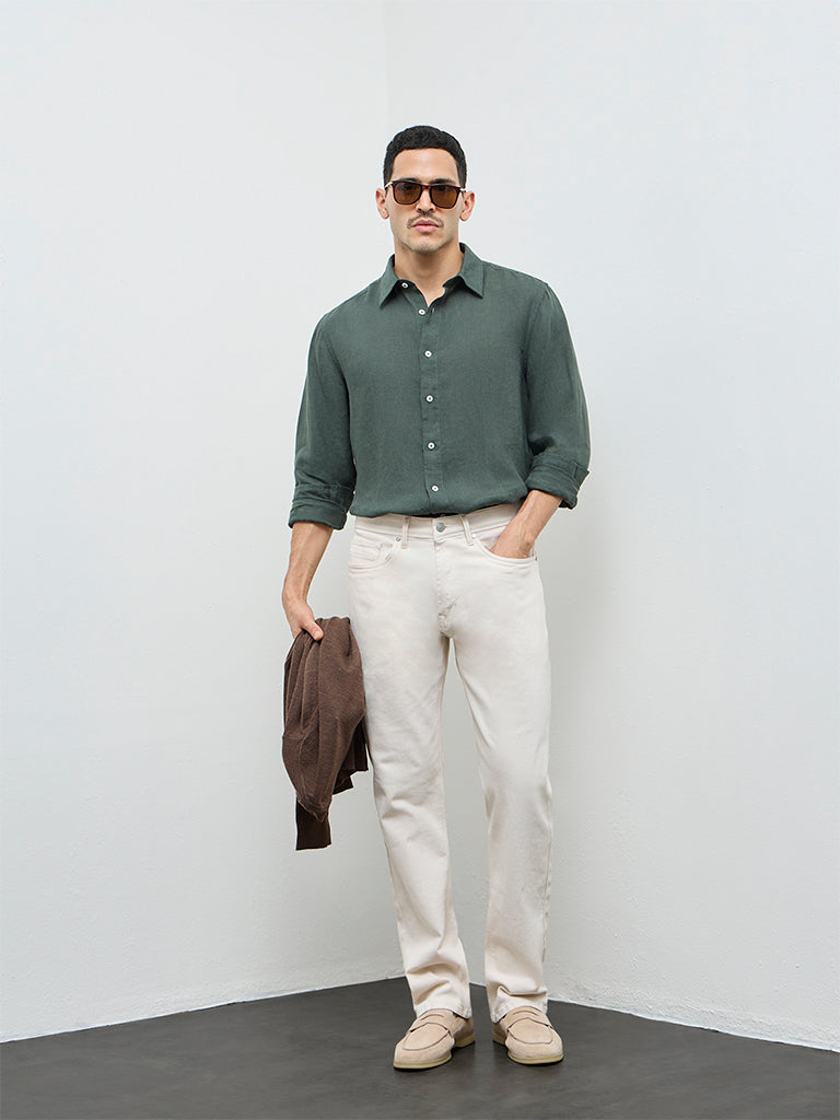 Ascot Green Relaxed-Fit Linen Shirt