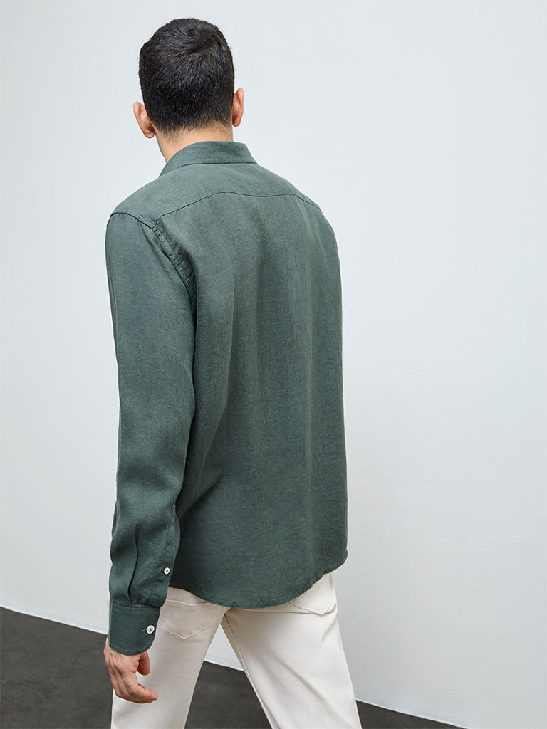 Ascot Green Relaxed-Fit Linen Shirt