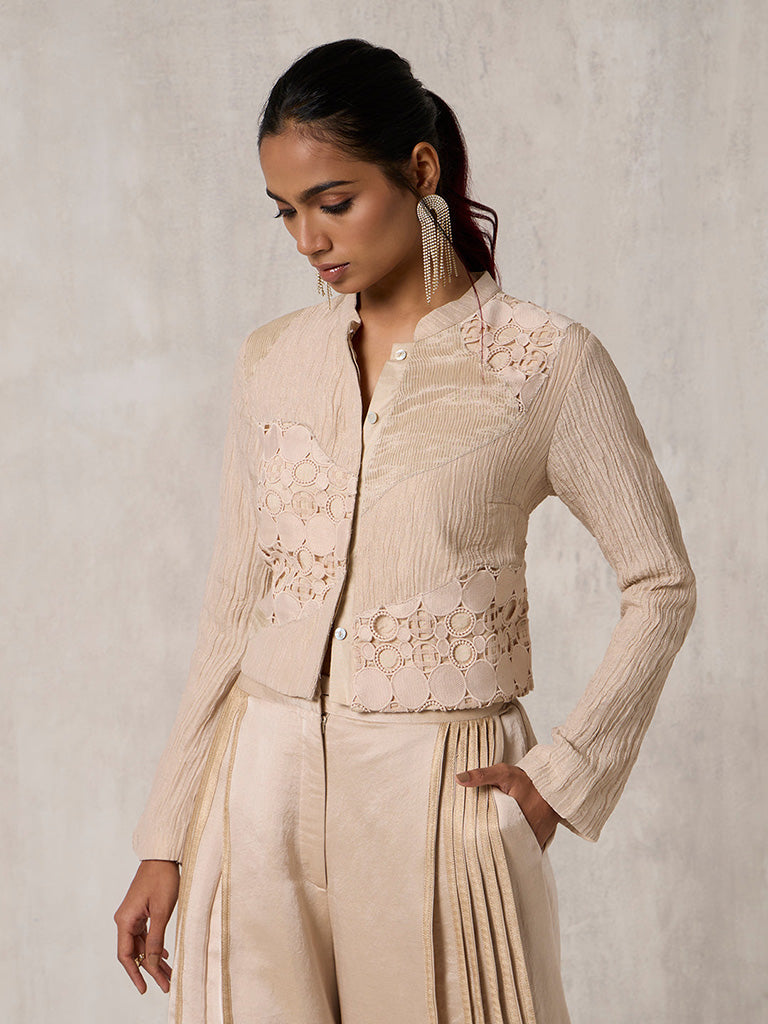 Embroidered Beige Top
