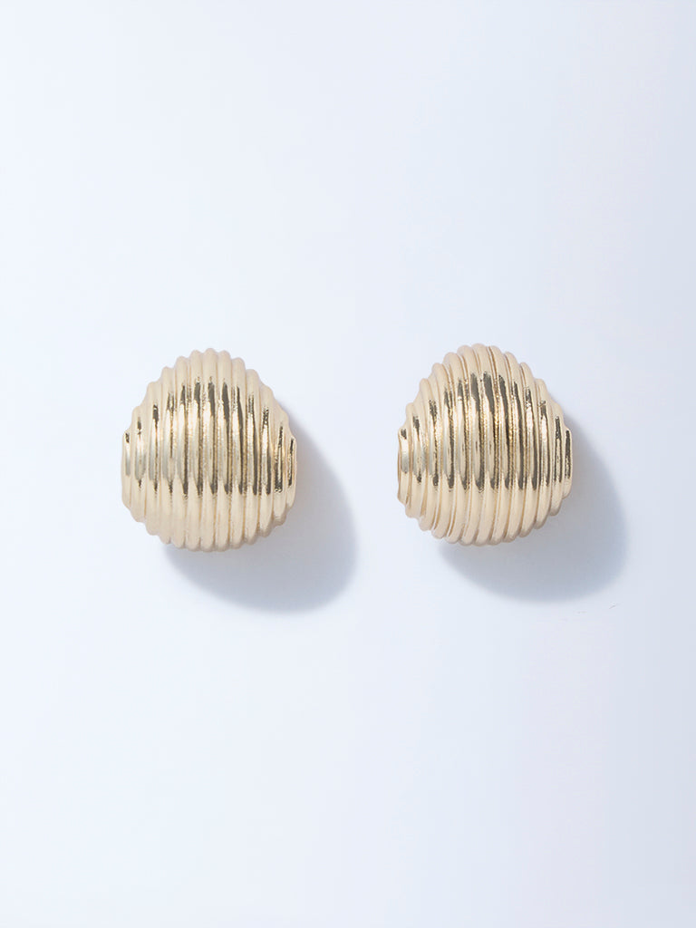 Westside Accessories Gold Line-Textured Stud Earrings