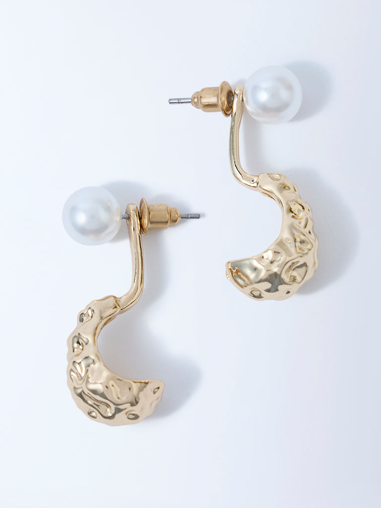 Westside Accessories Gold Pearl Textured Earrings