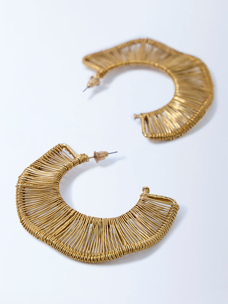 Westside Accessories Gold Brass Wavy Earrings