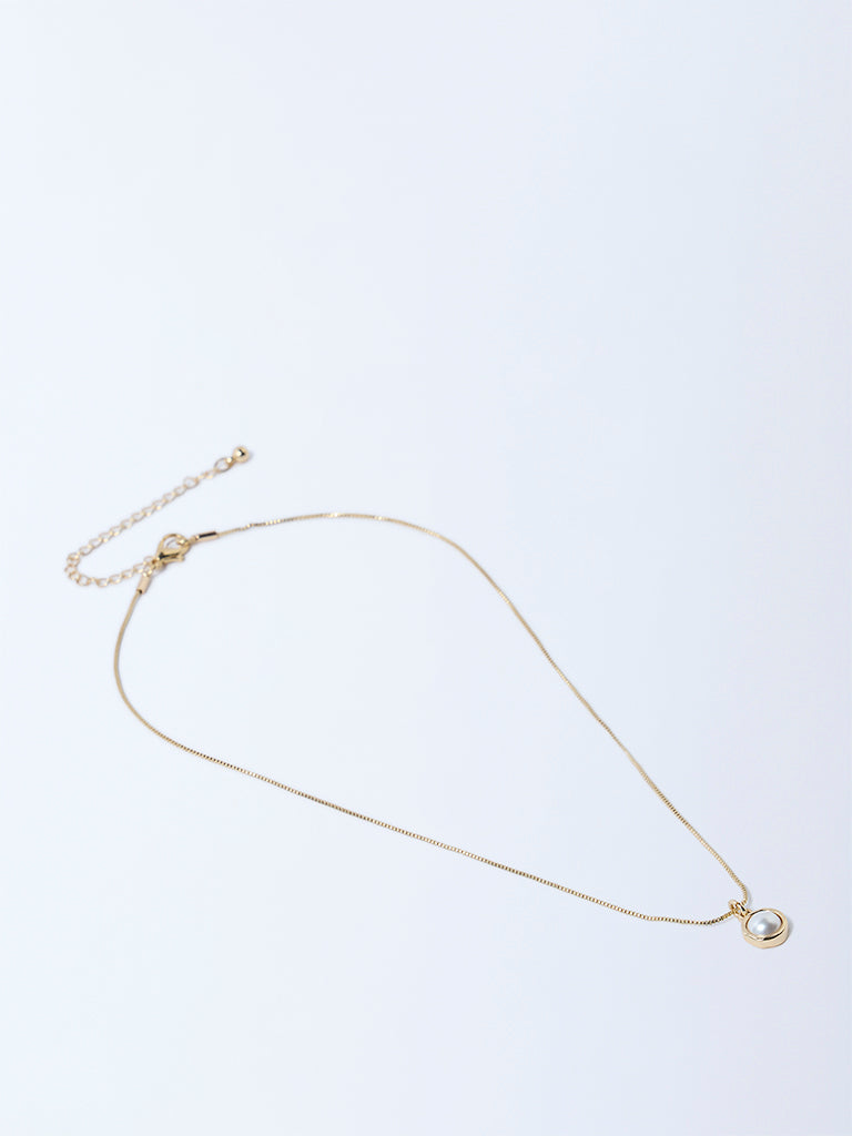 Westside Accessories Gold Dainty Pearl Charm Necklace