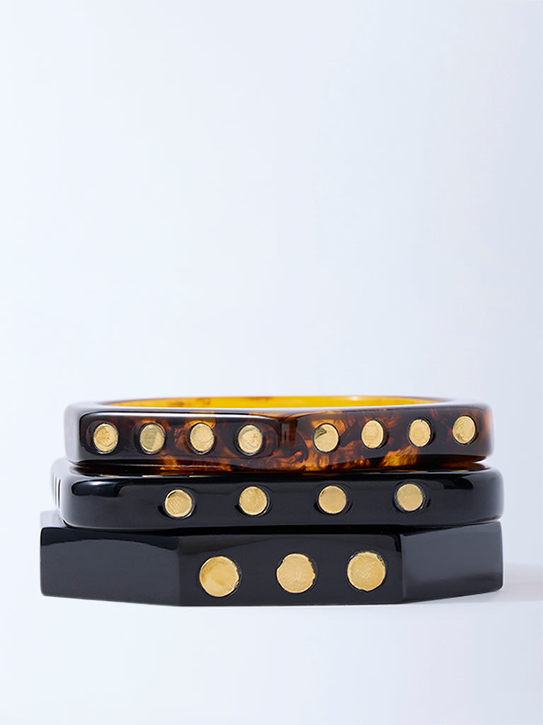 Westside Accessories Black Resin Stud Bangles - Pack of 3