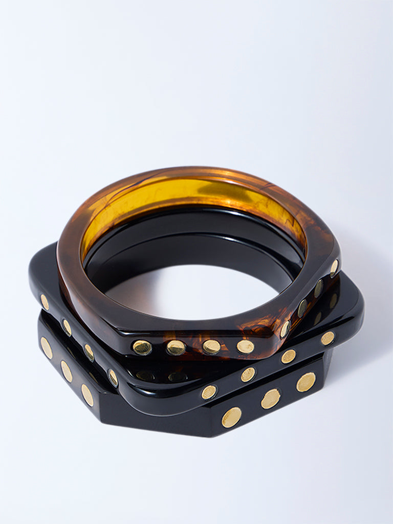 Westside Accessories Black Resin Stud Bangles - Pack of 3