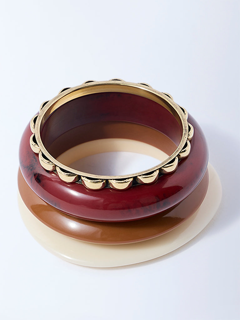 Westside Accessories Multicolour Resin and Metal Bangles - Pack of 4