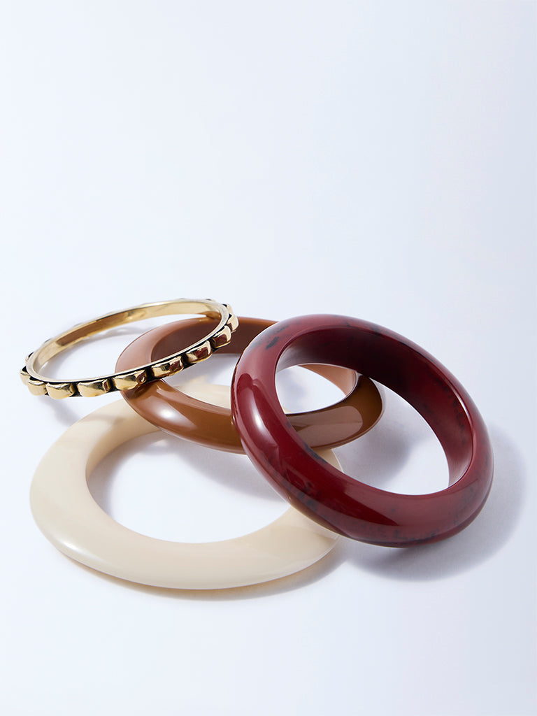 Westside Accessories Multicolour Resin and Metal Bangles - Pack of 4