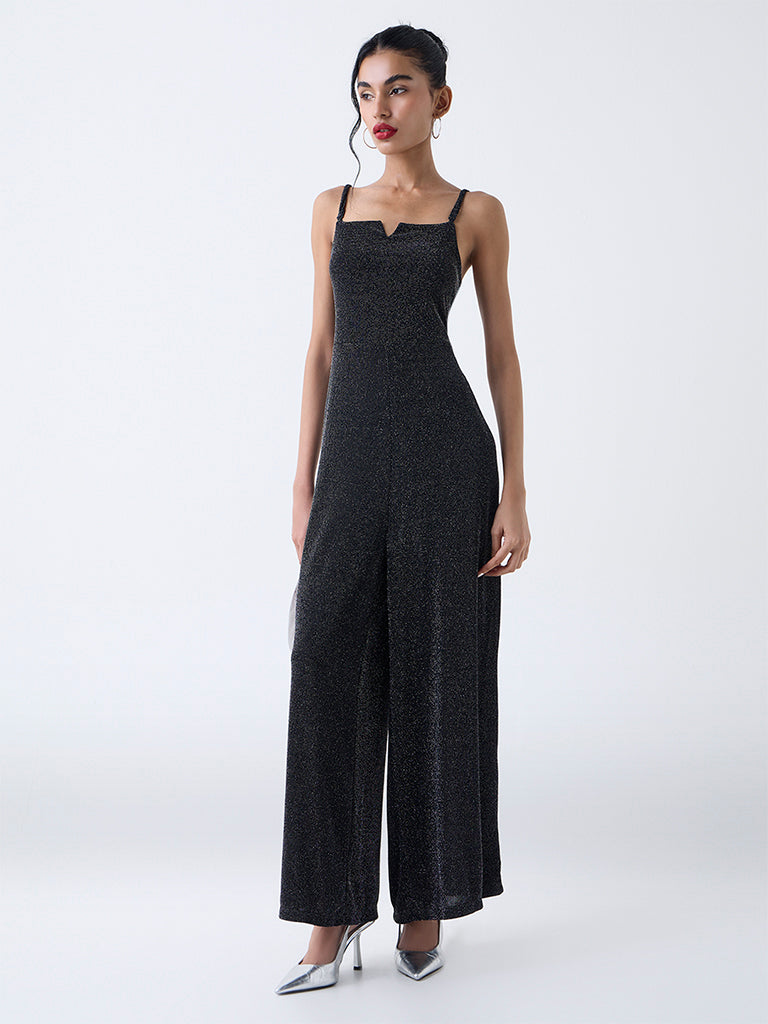 Nuon Black Shimmer-Detailed Jumpsuit