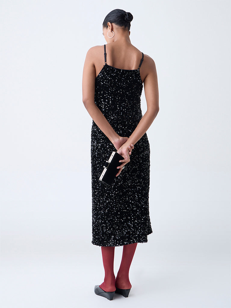 Wardrobe Black Embellished A-Line Dress