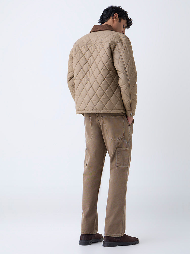 WES Casuals Tan Relaxed-Fit Mid-Rise Jeans