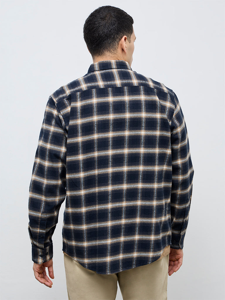 WES Casuals Black Check Relaxed Fit Cotton Shirt