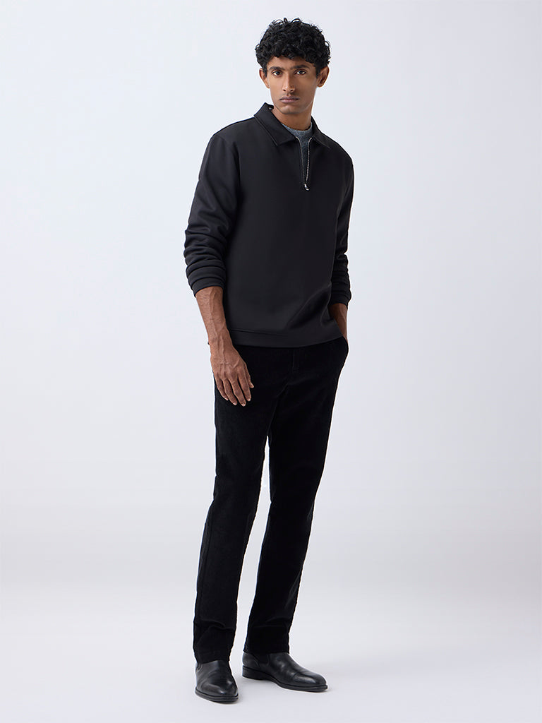 WES Casuals Black Relaxed-Fit Quarter-Zip Sweatshirt