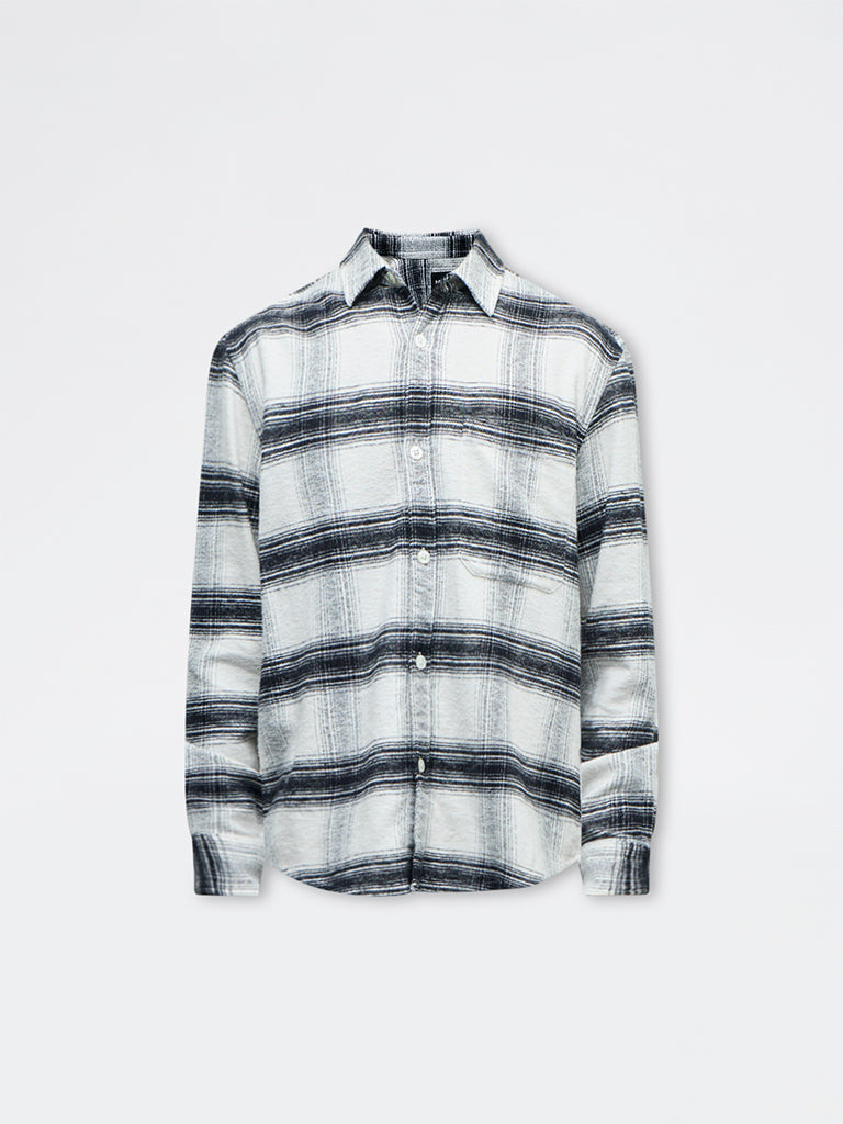 Nuon Black Checks Printed Relaxed-Fit Cotton Shirt