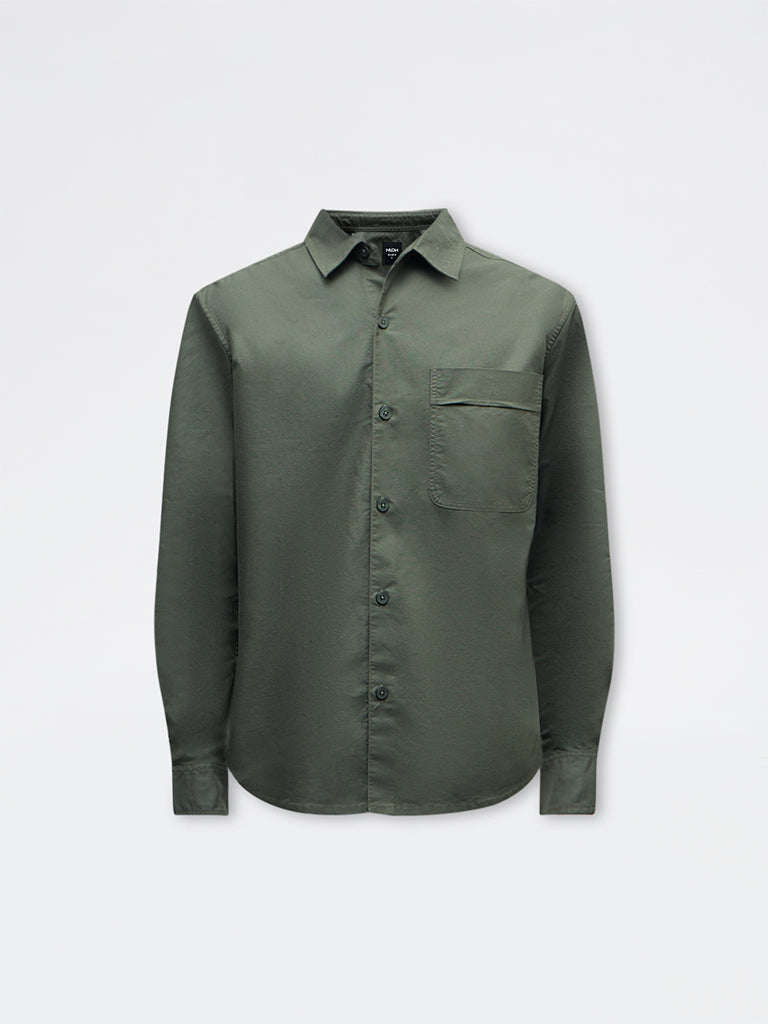 Nuon Olive Relaxed-Fit Cotton Shirt