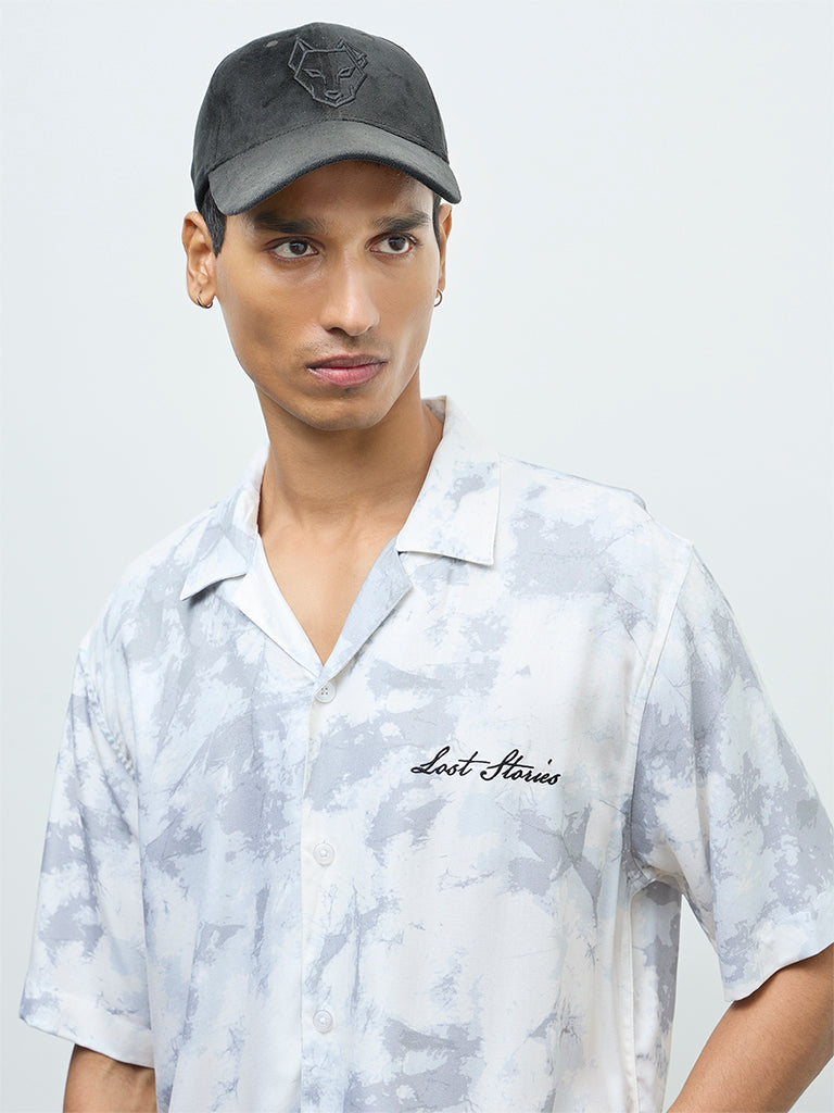 Nuon Grey Abstract Printed Relaxed-Fit Shirt