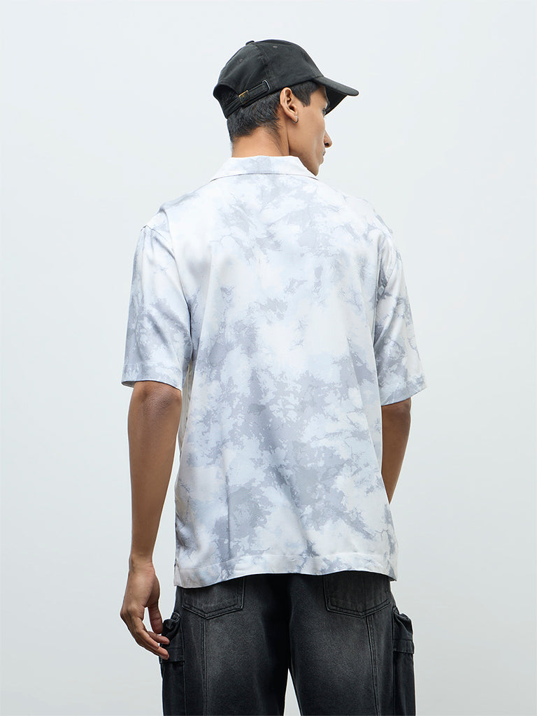 Nuon Grey Abstract Printed Relaxed-Fit Shirt