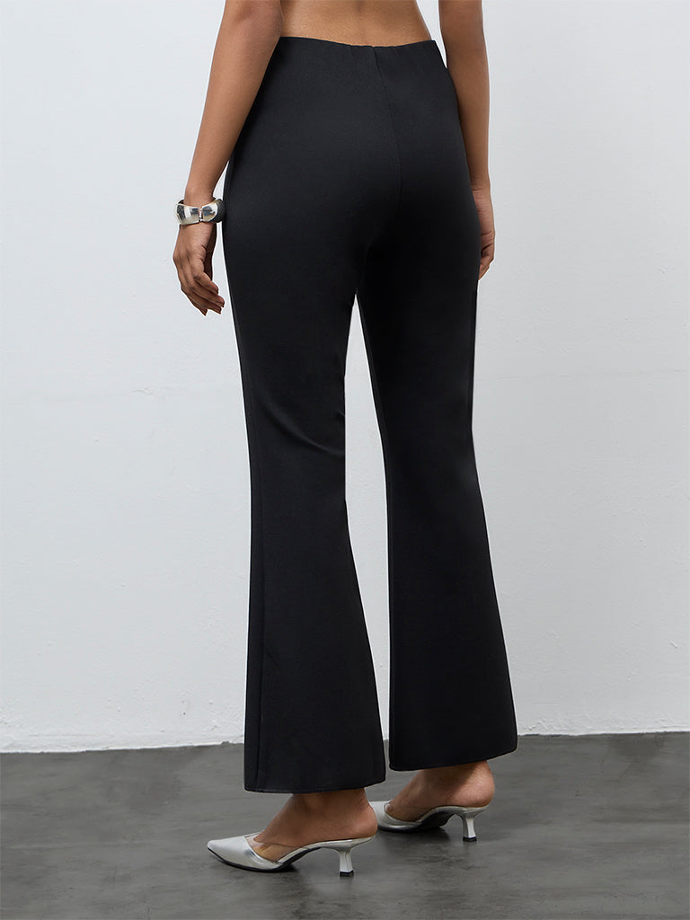 Vark Black Flared Cotton Pants