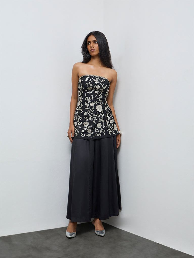 Vark Black Flared Palazzos