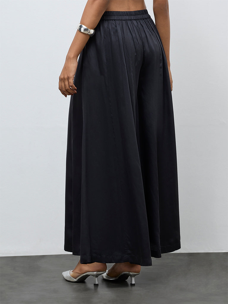 Vark Black Flared Palazzos