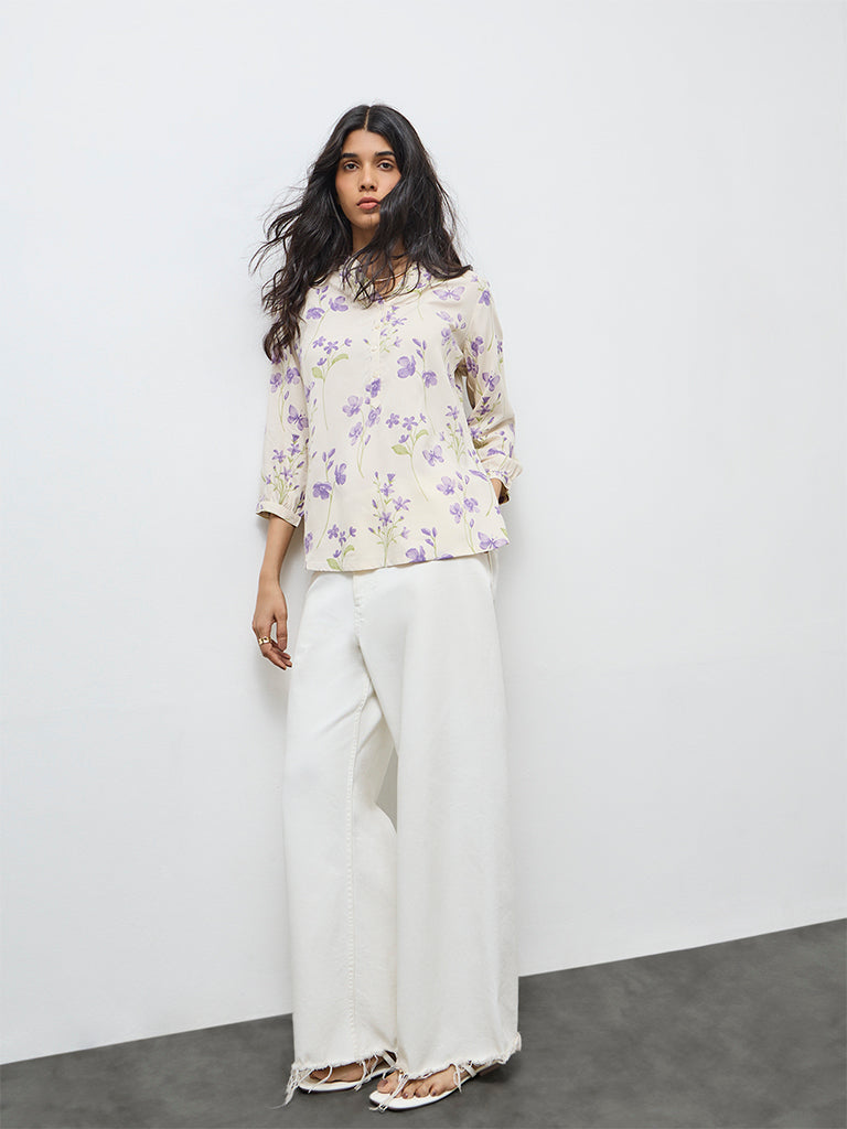 Utsa Lavender Floral Tunic