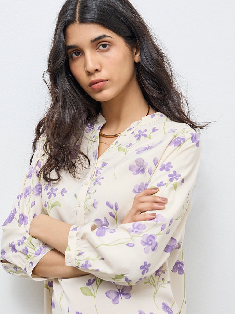 Utsa Lavender Floral Tunic