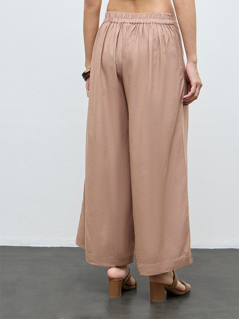 Zuba Brown Solid Palazzos