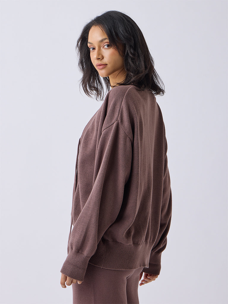 Wunderlove Brown Tie-Up Cotton Cardigan