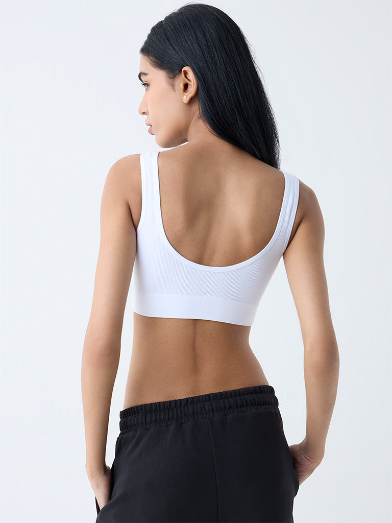 Superstar White Ribbed Non-Padded Bra