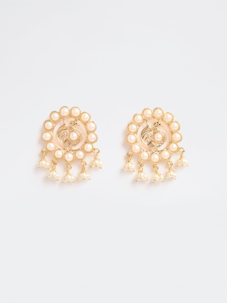 Westside Accessories Gold Pearl Cluster Stud Earrings